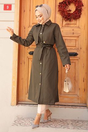 ترنچکت حجاب خاکی زنانه مخلوط ویسکون Neva Style - کد 852888537