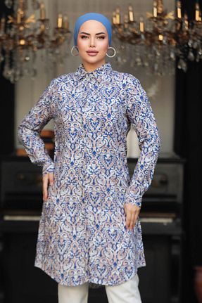تونیک حجاب سرمه ای زنانه %100 پنبه Neva Style - کد 804590304