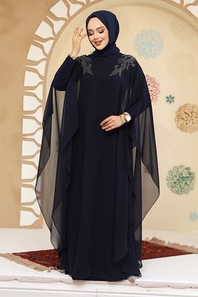 لباس مجلسی حجاب سرمه ای زنانه یقه دوچرخه Neva Style - کد 904919943