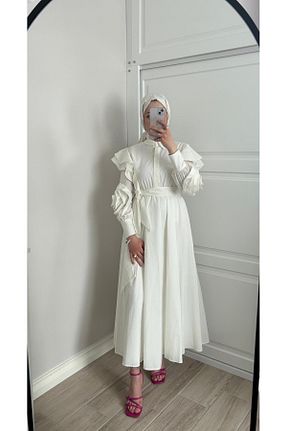 لباس حجاب سفید زنانه کلوش Ahel Tasarım - کد 926514405