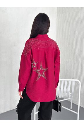 پیراهن زرشکی زنانه اورسایز BYKUZEYARAS - کد 926515376