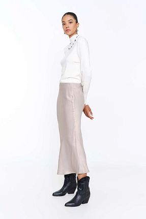 دامن بژ زنانه ساتن EUROFASHION - کد 926527524