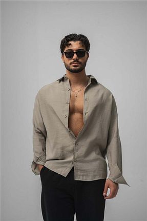 پیراهن خاکی مردانه Asimetrik OUTFİT MAN - کد 926531011