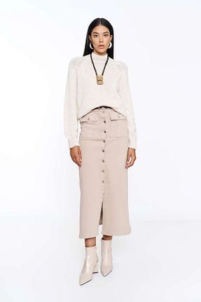 دامن بژ زنانه جین EUROFASHION - کد 926643832