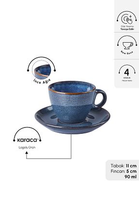 فنجان قهوه رنگی 4 نفره Karaca - کد 896779573