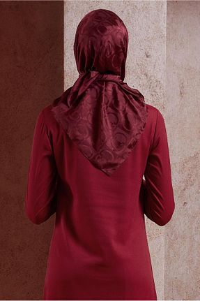 روسری زرشکی ساتن Alvina - کد 855922391