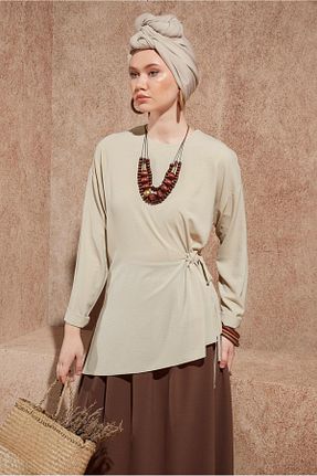 بلوز حجاب بژ زنانه رگولار Alvina - کد 829468420