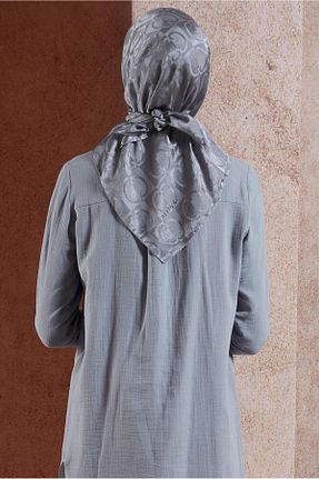 روسری طوسی ساتن Alvina - کد 852927096