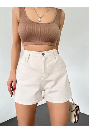 شلوارک و برمودا بژ زنانه فاق بلند ALPACO - کد 926544844