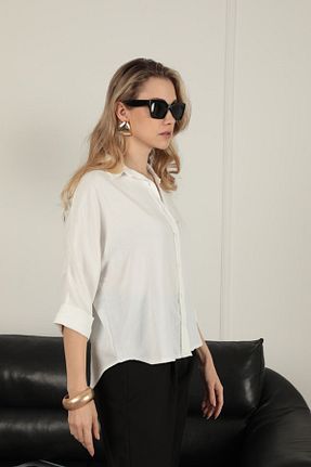 پیراهن سفید زنانه گشاد Remon - کد 926544963