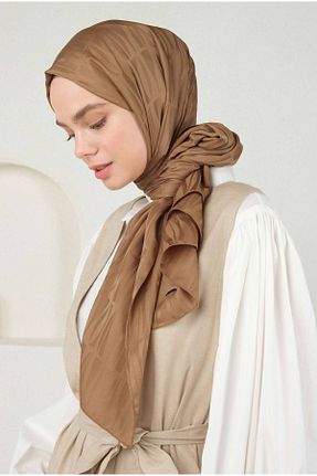 شال قهوه ای زنانه پنبه ای HEQA - کد 926549640