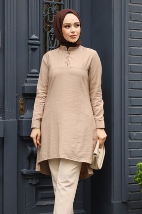تونیک حجاب قهوه ای پلی استر Neva Style - کد 926555649