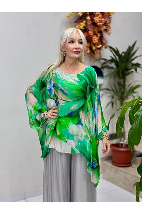 بلوز سبز زنانه طرح دار Punta Otantik - کد 926565704