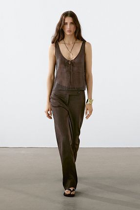 تیشرت قهوه ای زنانه رگولار Massimo Dutti - کد 926684542