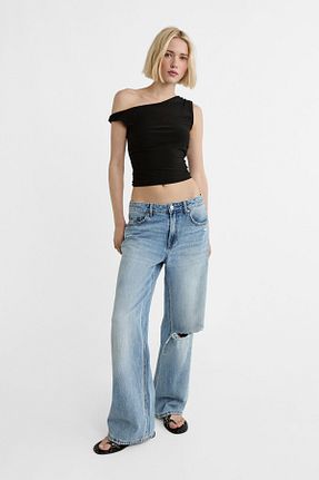 بلوز مشکی زنانه ساده Stradivarius - کد 828626461