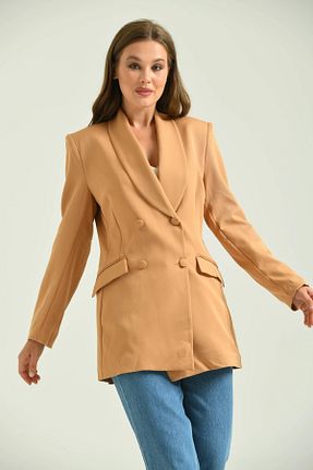 کت بلیزر قهوه ای زنانه مخلوط پلی استر Genel Markalar - کد 826956879