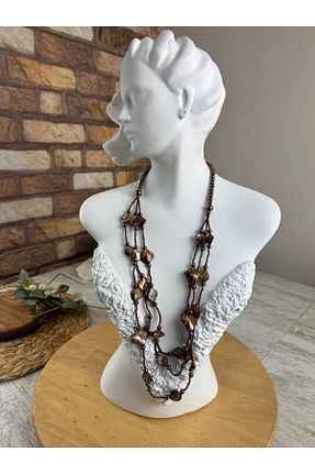 گردنبند جواهر قهوه ای زنانه سنگ SEDEF TAKI - کد 926575868