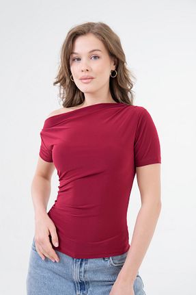 بلوز زرشکی زنانه ساده barış sülün lovebox - کد 925936130