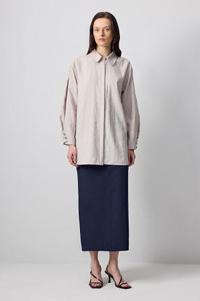 پیراهن حجاب طوسی زنانه نیمه فیت Touche Prive - کد 926624076