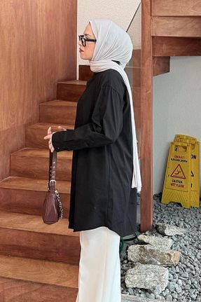 پیراهن حجاب مشکی زنانه اورسایز lamelif - کد 926632826