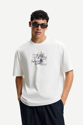 تیشرت سفید مردانه Relaxed Bershka - کد 926637352