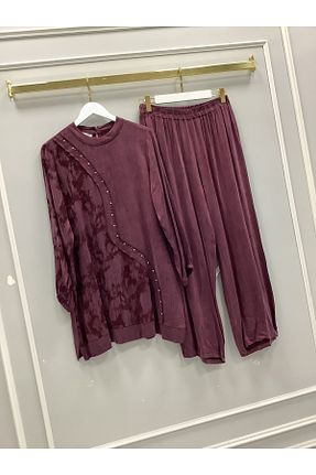 ست بالاتنه و پائین تنه حجاب زرشکی زنانه رگولار clemence - کد 926678602