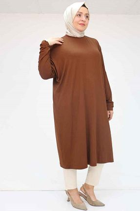 تونیک سایز بزرگ قهوه ای زنانه بافتنی Eslina - کد 330008985