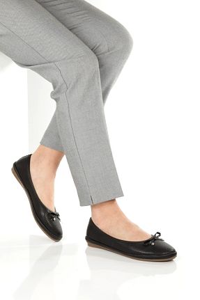 بابت مشکی زنانه چرم مصنوعی akay ayakkabı - کد 848641615