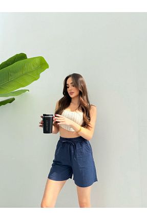 شلوارک و برمودا سرمه ای زنانه فاق بلند Ozy Fashion - کد 926703801