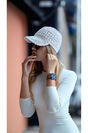 کلاه سفید زنانه حصیر drt tasarım - کد 812926543