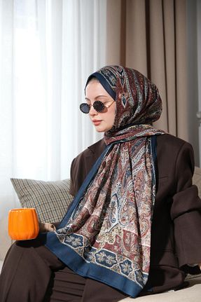 شال سرمه ای زنانه پنبه ای Baştacı - کد 884973405