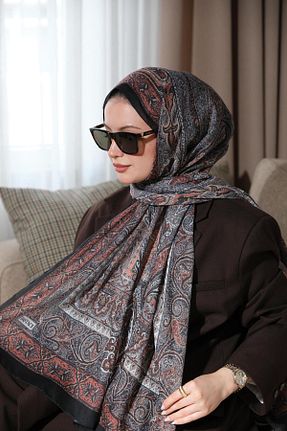 شال قهوه ای زنانه پنبه ای Baştacı - کد 856080331
