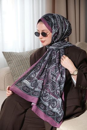 شال بنفش زنانه پنبه ای Baştacı - کد 884968991