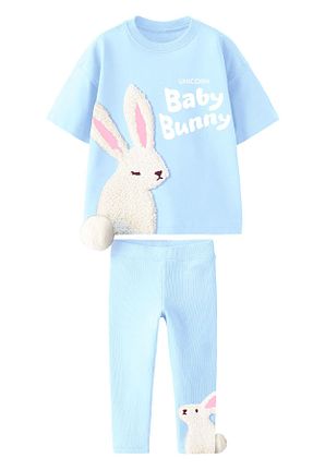 ست بالاتنه و پائین تنه آبی بچه گانه بافت Lolliboomkids - کد 926753734