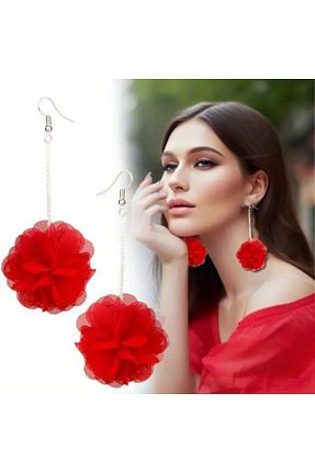 گوشواره جواهر قرمز لزران byozanyılmaz - کد 926751634