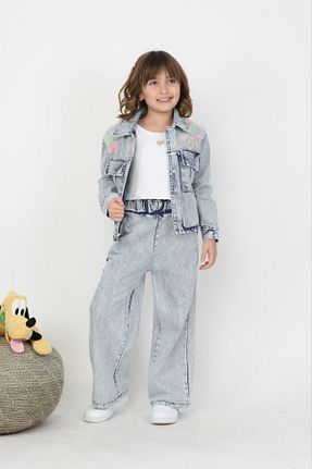 ست بالاتنه و پائین تنه آبی بچه گانه جین Happy Kids - کد 926755885