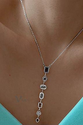 گردنبند جواهر طوسی زنانه استیل ضد زنگ Butik - کد 926761735