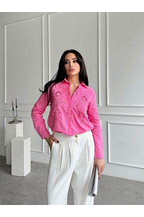 پیراهن صورتی زنانه اورسایز POP STORY - کد 926802620