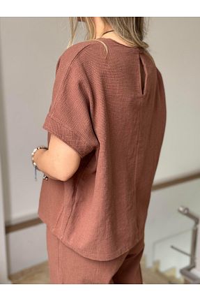 ست بالاتنه و پائین تنه قهوه ای زنانه بافتنی 2she - کد 926771976