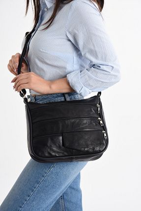کیف دوشی مشکی زنانه چرم خالص NahitaTyana - کد 926849916