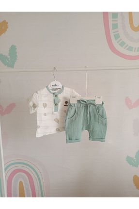 ست نوزادی فیروزه ای بچه گانه پنبه ای Nanon Baby - کد 926879485