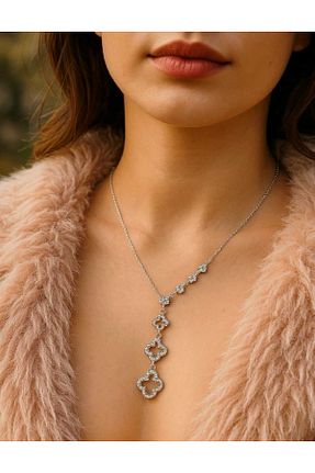 گردنبند استیل ( فولاد ) طوسی زنانه سنگ Anziano bijuteri - کد 926855915