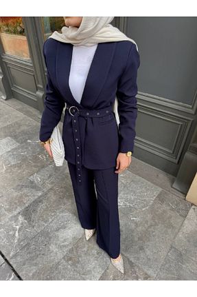 ست بالاتنه و پائین تنه سرمه ای زنانه بافتنی Castivo Fashion - کد 926860380