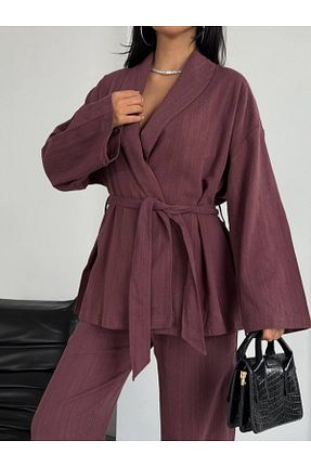 ست بالاتنه و پائین تنه زرشکی زنانه پنبه ای ILLE - کد 926869446