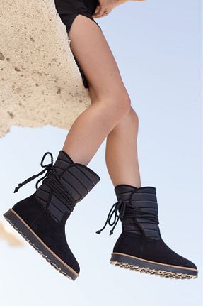 بوت / نیم بوت مشکی زنانه چرم مصنوعی owwox club - کد 353337138