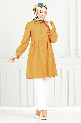 تونیک حجاب زرد زنانه ویسکون ModaMerve - کد 926904329