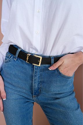 کمربند مشکی زنانه چرم مصنوعی Descoin - کد 898157411