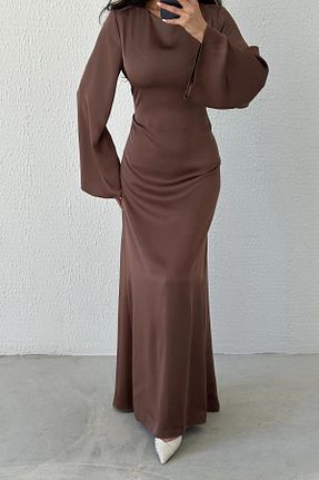 لباس مجلسی حجاب قهوه ای زنانه یقه دوچرخه Raya Gym - کد 926240119