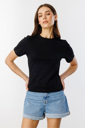 تیشرت مشکی زنانه کراپ GENIUS STORE - کد 926910948