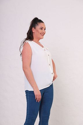 بلوز سایز بزرگ سفید زنانه سایز بزرگ tarzımsüper - کد 922691768